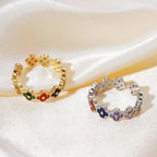 Bague avec Trèfles à 4 Feuilles Colorés en Zircon argent