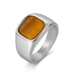Vierkante ring met tijgeroogsteen 