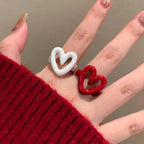 Ring met wit geëmailleerd hart