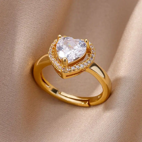 Hartvormige fonkelende ring goud