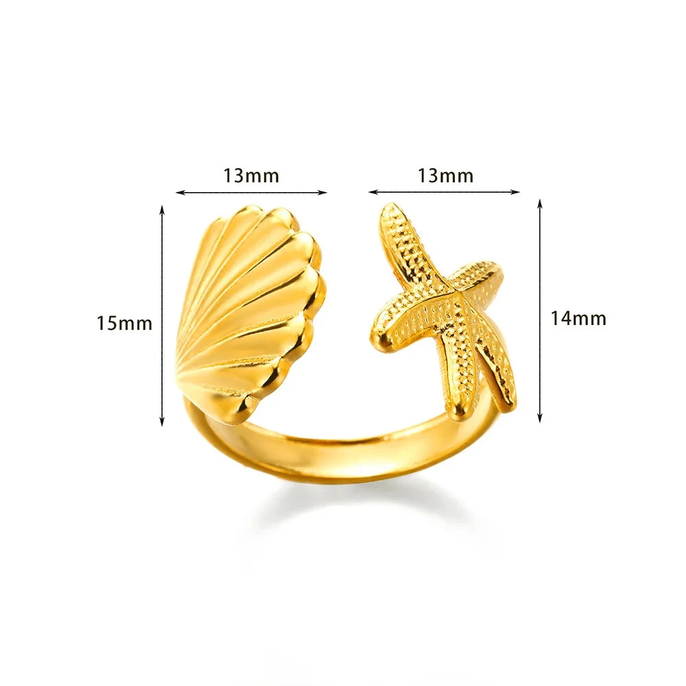 Schelp- en zeester ring