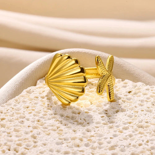 Schelp- en zeester ring