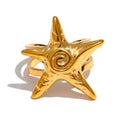 Gouden zeester schelpring voor dames