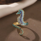 Zeepaardje schelp ring 