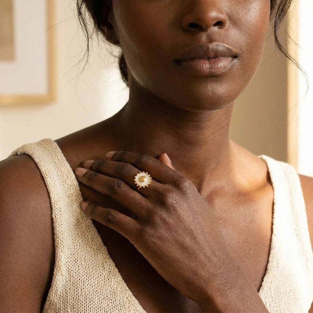 Ronde schelp ring in boho-stijl