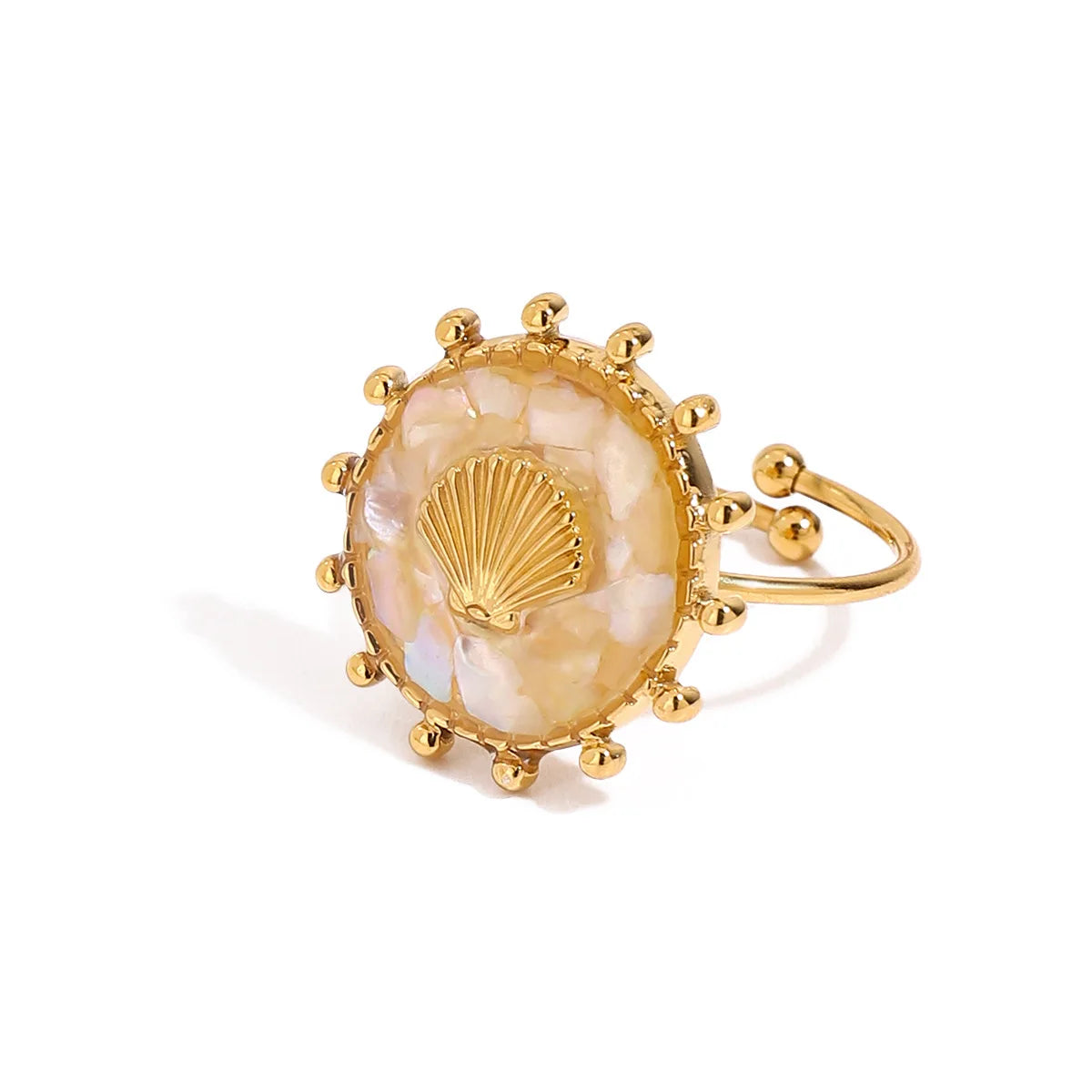 Ronde schelp ring in boho-stijl