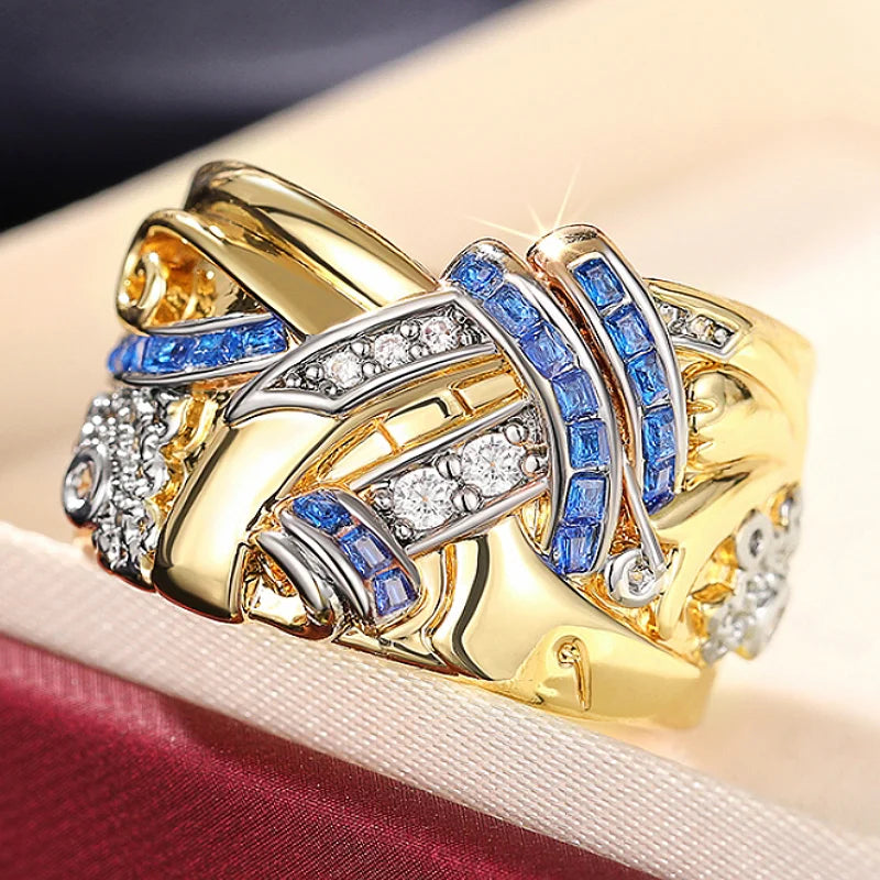 Vintage gouden ring met zirkonia 