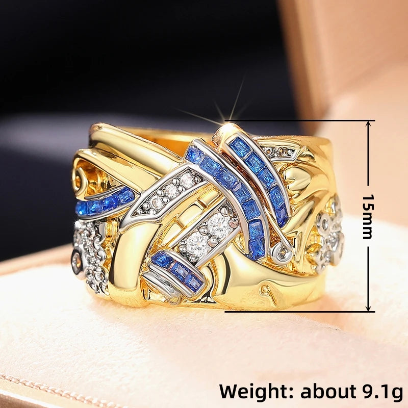 Vintage gouden ring met zirkonia 