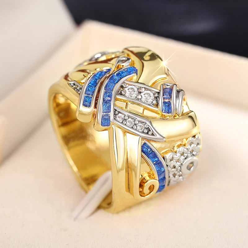 Vintage gouden ring met zirkonia 