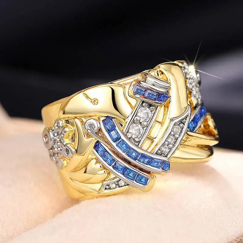 Vintage gouden ring met zirkonia 