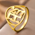 Holle ring voor man of vrouw met Joodse Hebreeuwse gravure in goud