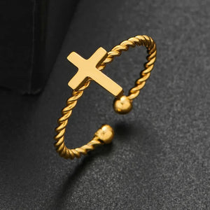 Bague Croix Anneau Entrelacé or