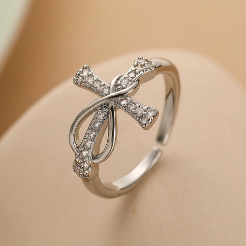 Ring Christelijk Kruis Zirkoon Dames zilver