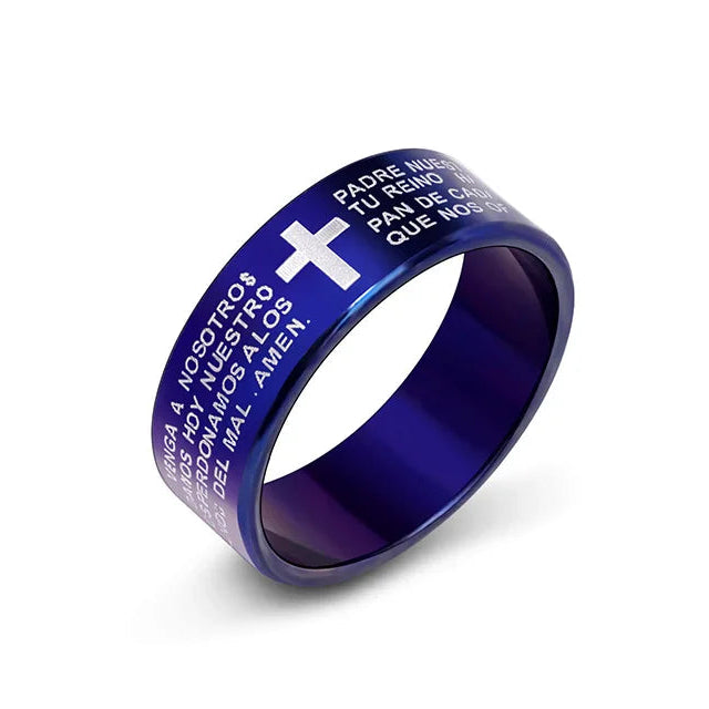 Biddring met beschermende blauwe kruis