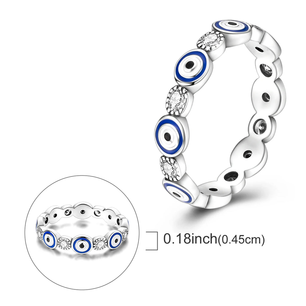Beschermingsring met blauwe ooginleg en kristallen