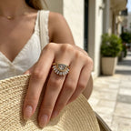 Bague demi-cercle soleil doré