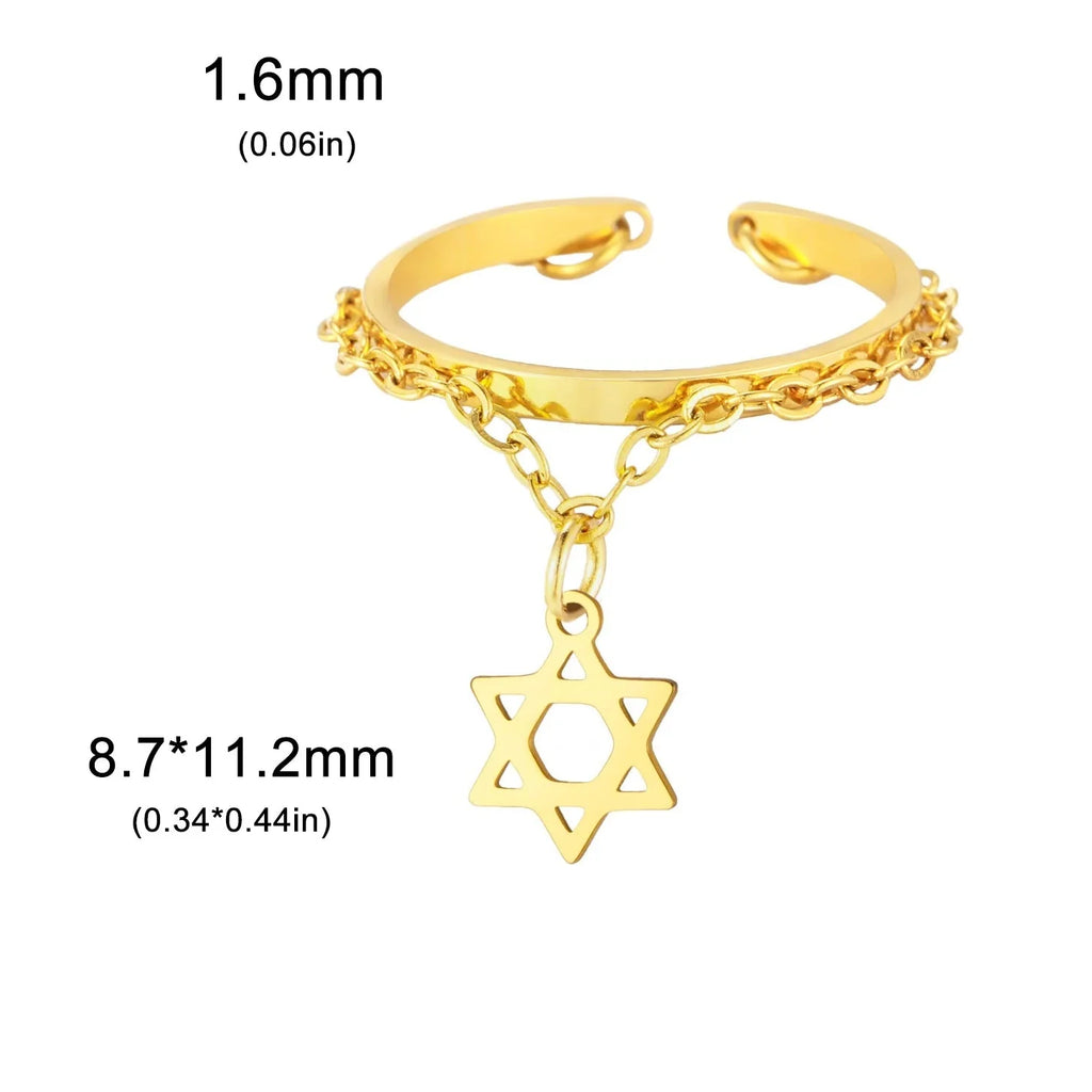 Designring met de <span data-glossary-id="etoile-de-david">Davidster</span>, een gouden Joods symbool