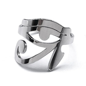 Bague Égypte Oeil d'Horus Oudjat Sorcellerie argent