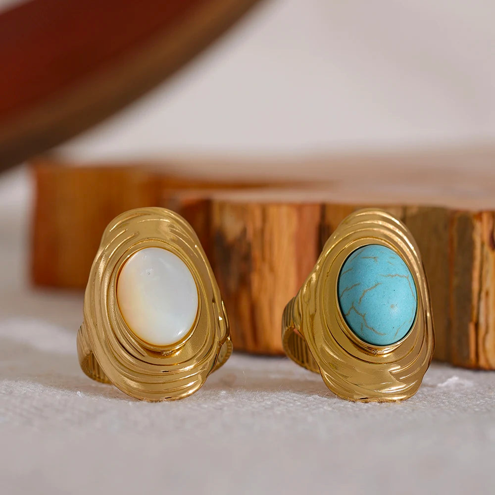 Bague Ethnique avec Pierre Naturelle Turquoise