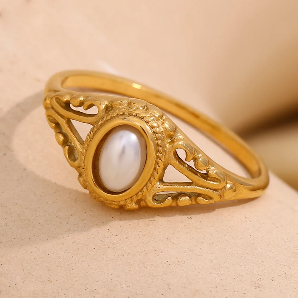Bague Femme de Style Vintage avec Perle