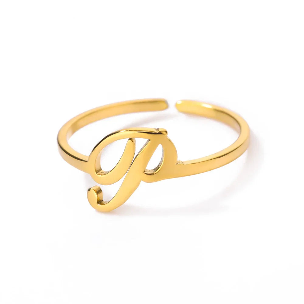 Fijne gepersonaliseerde ring met initiaal p