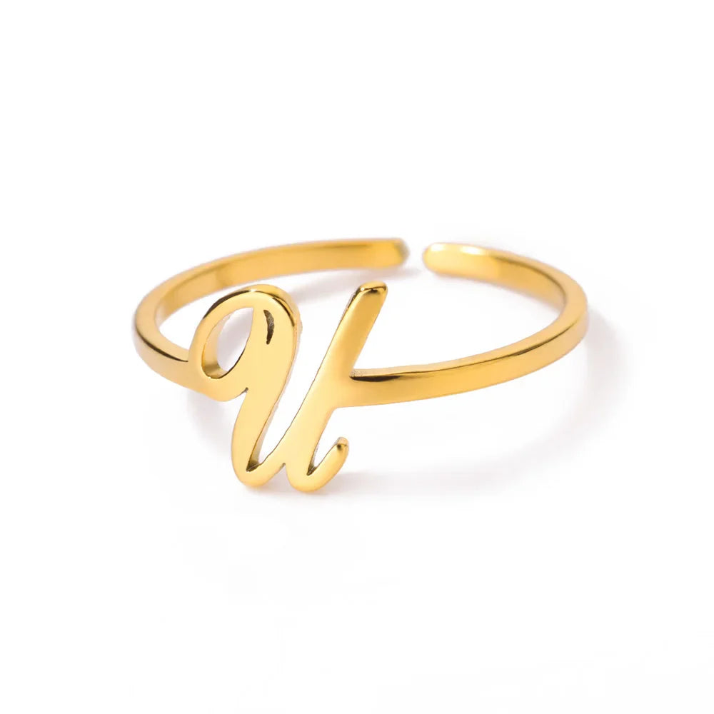 Fijne gepersonaliseerde ring met initiaal u
