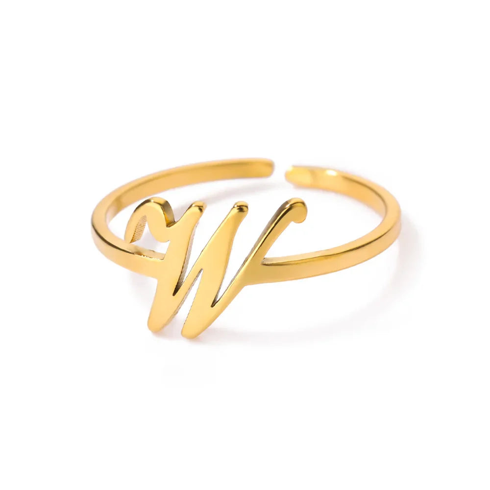 Fijne gepersonaliseerde ring met initiaal w