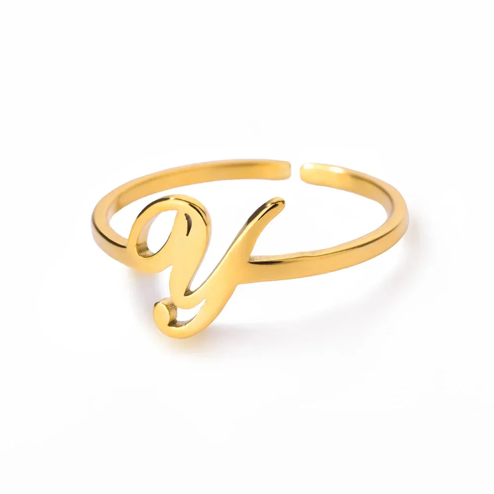 Fijne gepersonaliseerde ring met initiaal y
