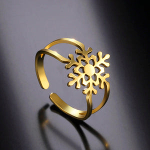 Bague Flocon de Neige Femme Anneau or