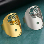 Bague Géométrique Yin Yang or