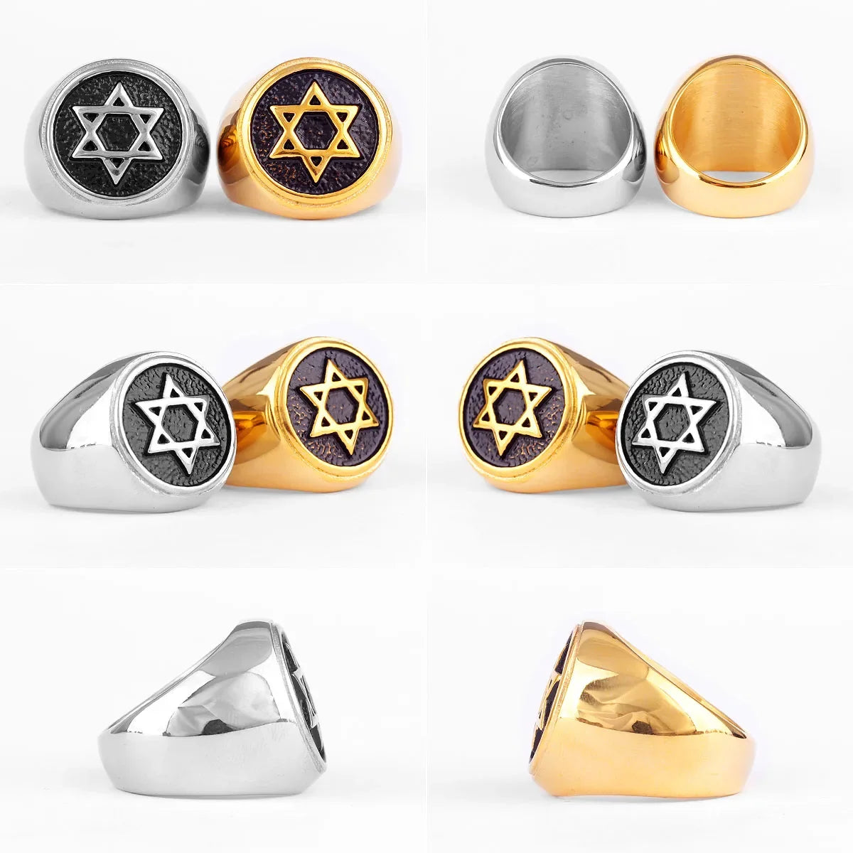 Gegraveerde ring met de <span data-glossary-id="etoile-de-david">Davidster</span>, joods symbool
