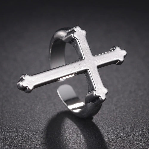 Herenring Zegelring Christelijk Kruis zilver