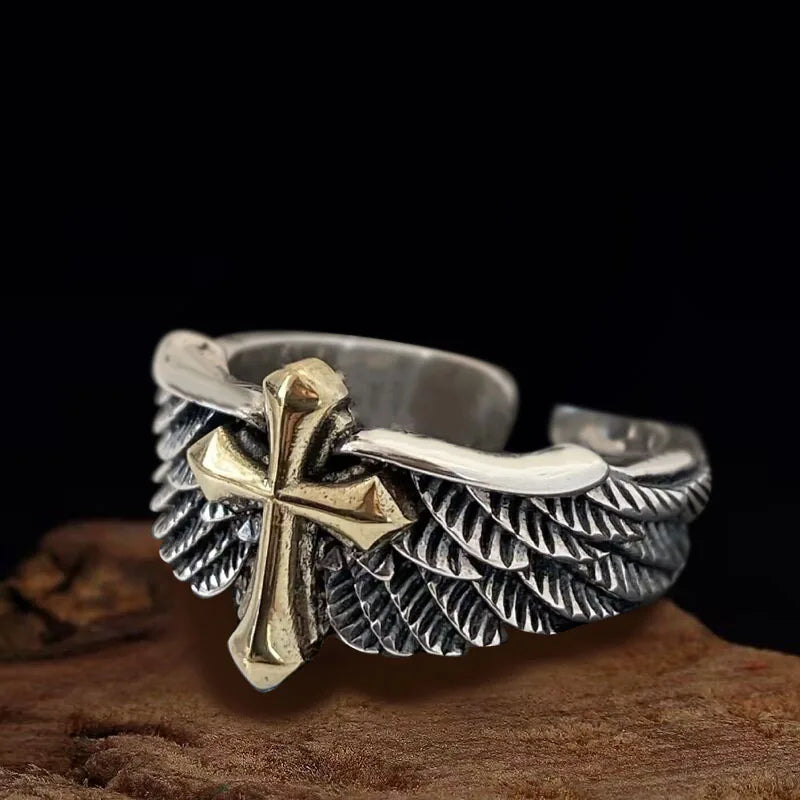 Bague Homme Croix Anneau Chrétien