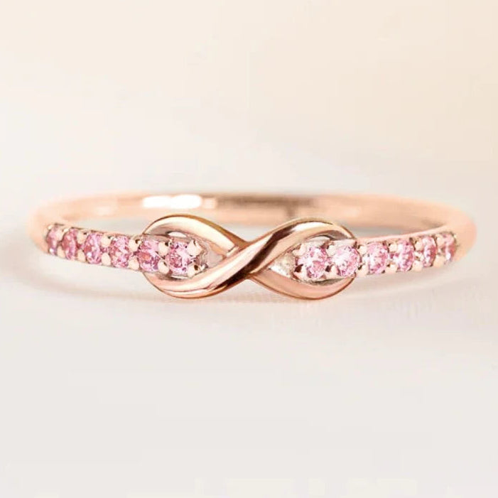 Infinity-ring eeuwige belofte en fonkelende kristallen roségoud
