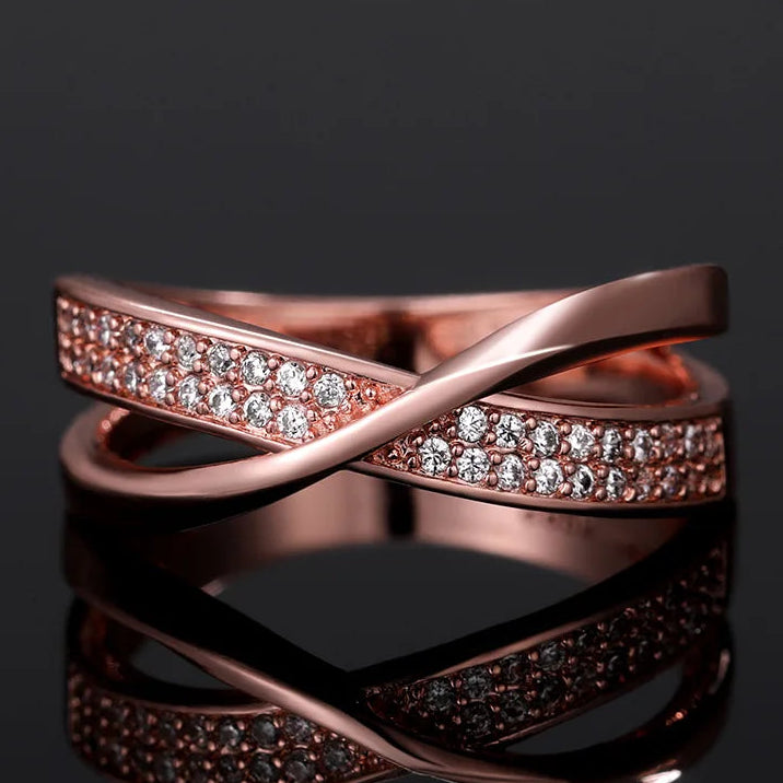 Oneindigheidsring met verstrengelde linten  roségoud