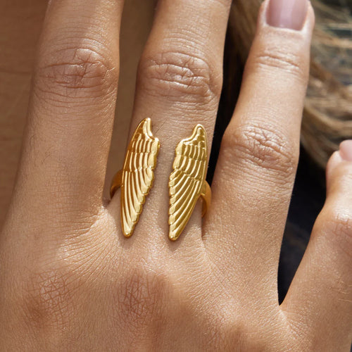 Brede ring met engelenvleugels
