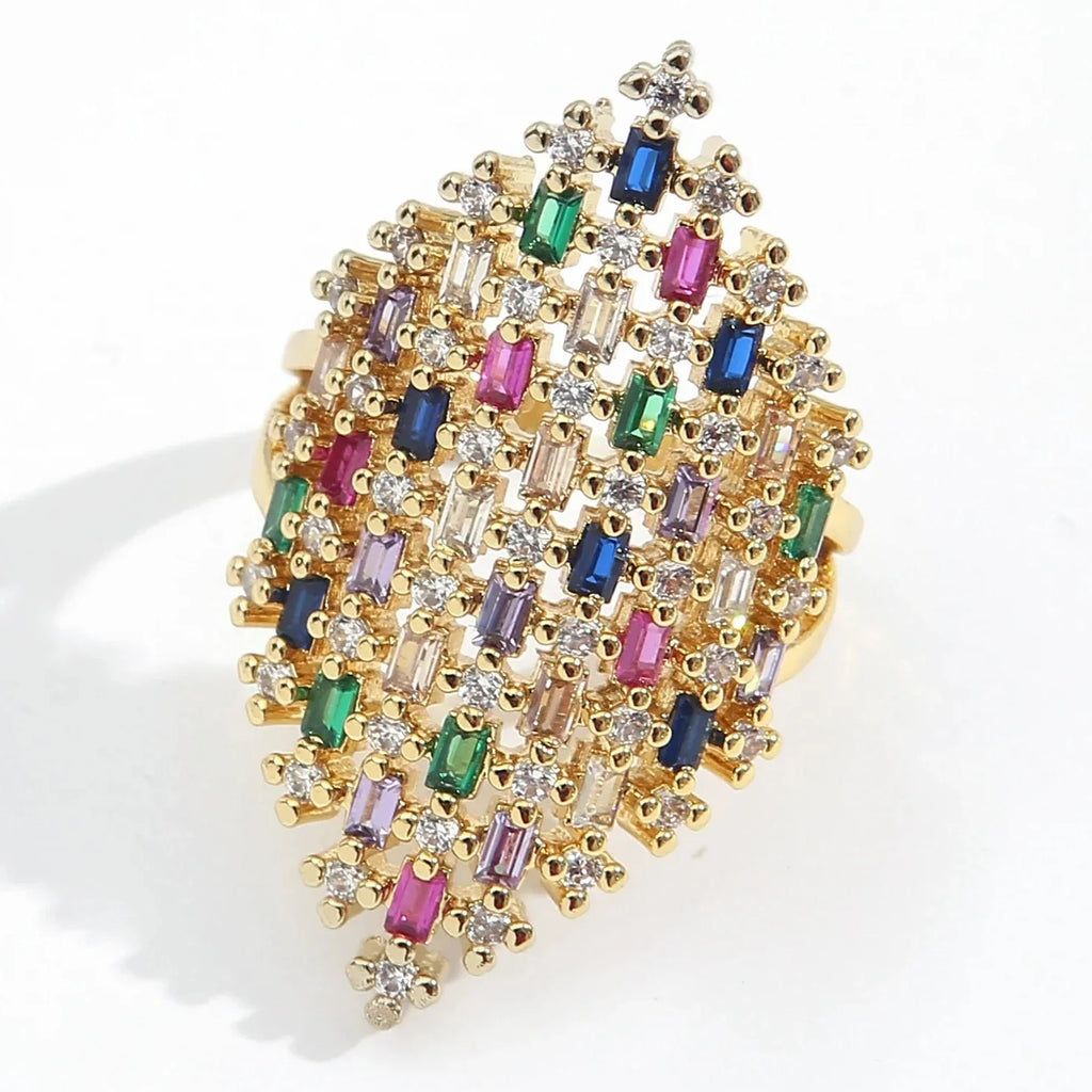 Brede regenboogring voor dames zilver