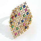 Brede regenboogring voor dames zilver