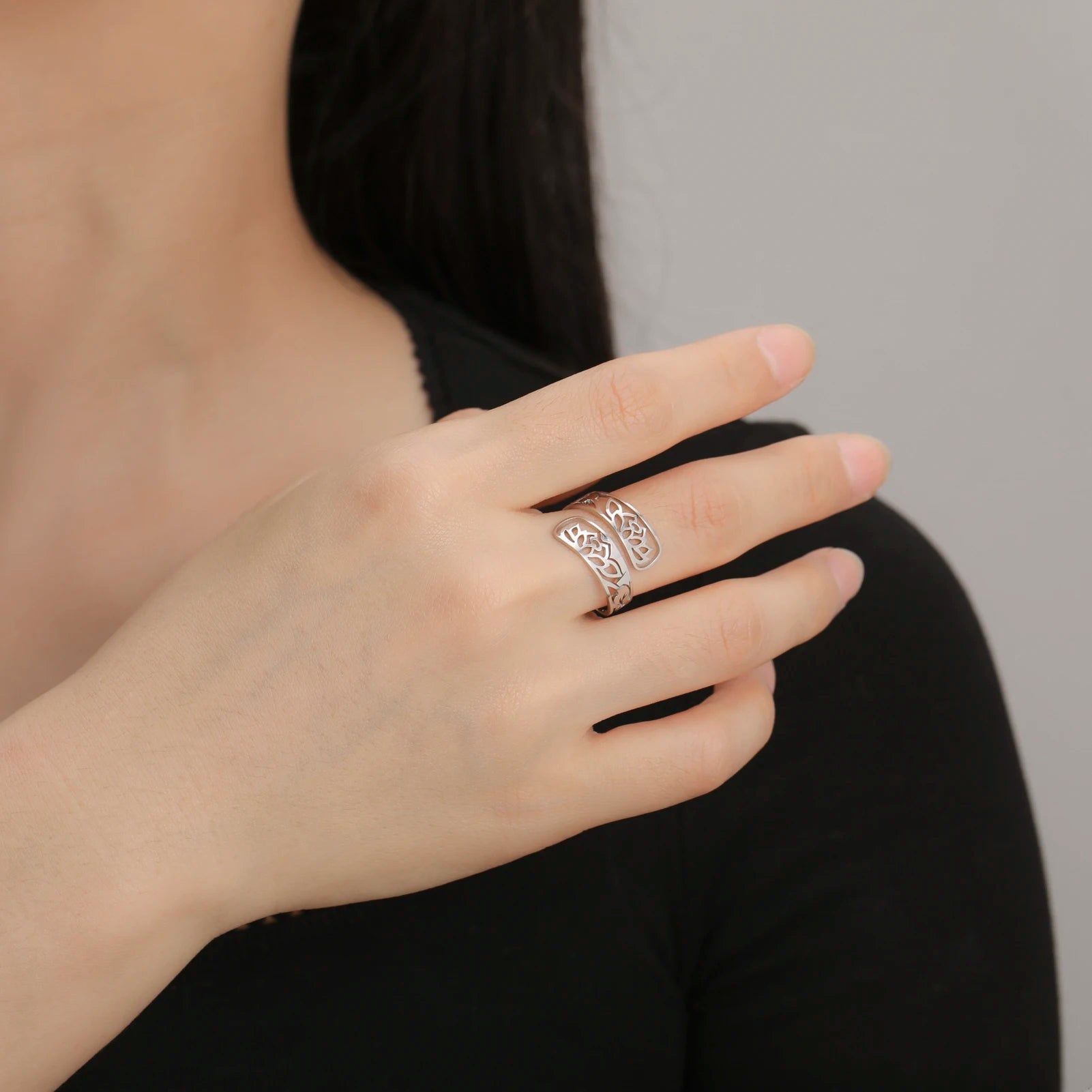 Bague avec Fleurs de Lotus argent