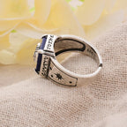 Brede gesculpteerde ring met halve maan in mystieke stijl