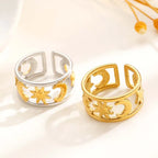 Brede ring met hemels zon- en maaneffect goud