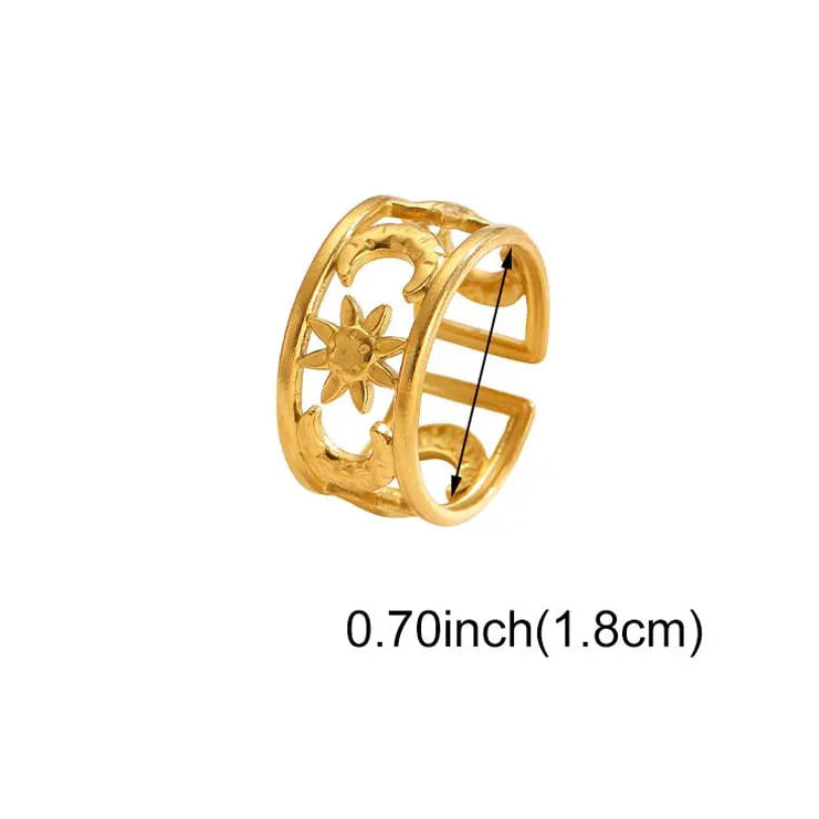 Brede ring met hemels zon- en maaneffect