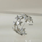 Brede ring met meerdere sterren zilver