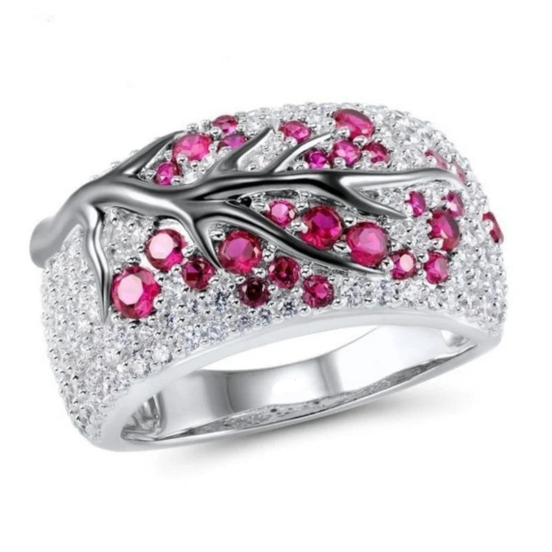 Brede ring bezet met kristallen levensboom