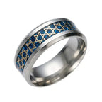 Brede herenring met <span data-glossary-id="etoiles-de-david">Davidsterren</span> joods symbool blauw