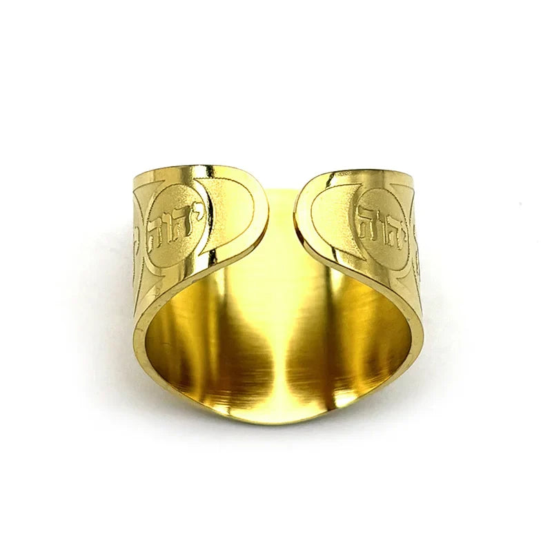 Unisex brede ring met Joodse Hebreeuwse gravure