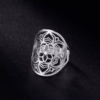 Bague Mandala Femme Anneau Fleur argent