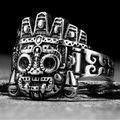 Ring met Azteeks maskertotem met doodshoofd in etnische stijl