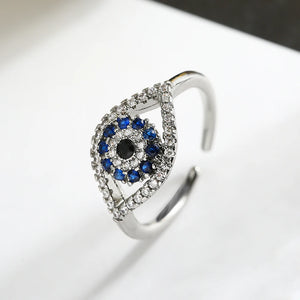 Bague Mauvais Oeil Bleu Turc Zircon argent