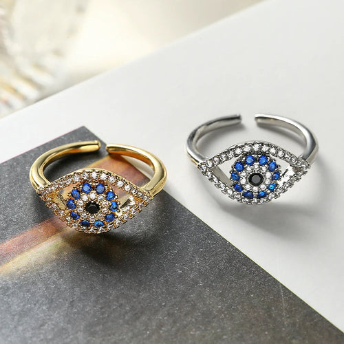 Ring Blauwe Turkse Boze Oog Zirkonia